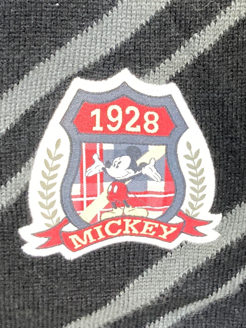 Disney Parks Scarf Mickey Mouse Black Gray Stripe Adult Unisex - Picture 3 of 11